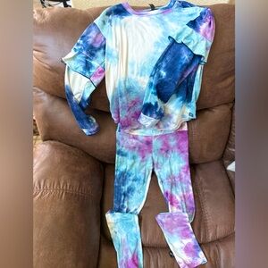 Ruffle sleeve tie dye set